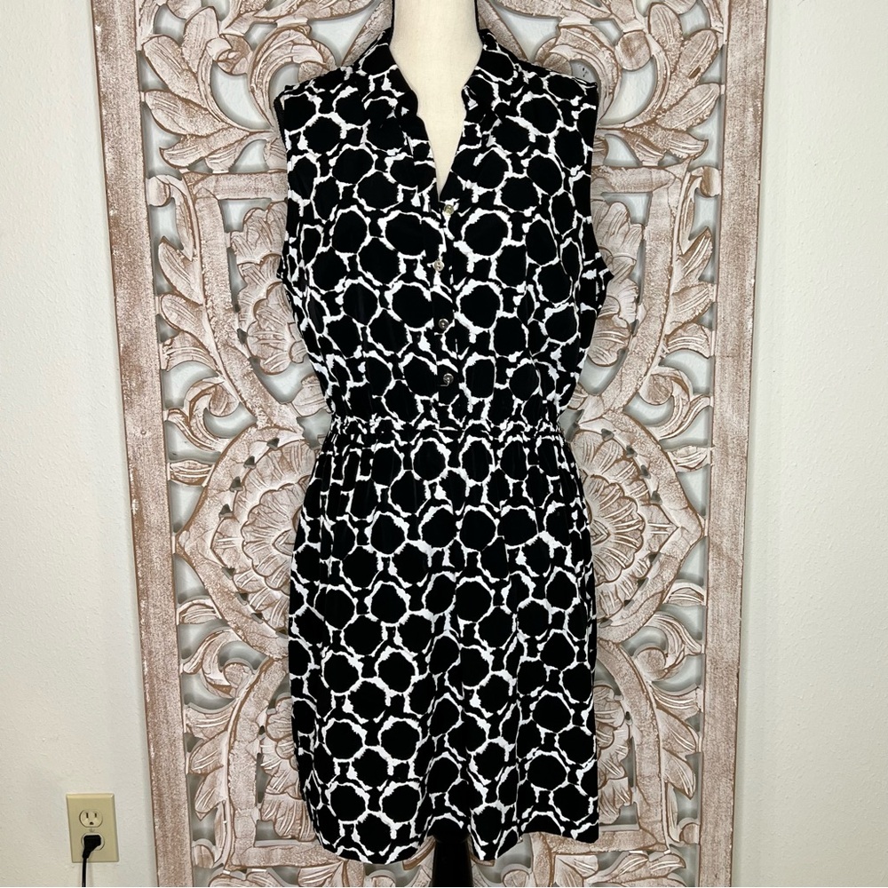 Alfani Black And White Patterned Button Front Shi… - image 1